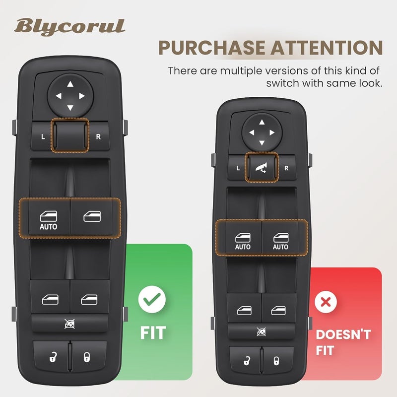 Blycorul Master Power Window Switch Driver Side Control Button Door Lock Replacement for 2011-2016 Dodge Journey Left Front Main Switch with 8+13 Pins Replaces#68084001AD, 68084001AC, 68084001AB - Image 4